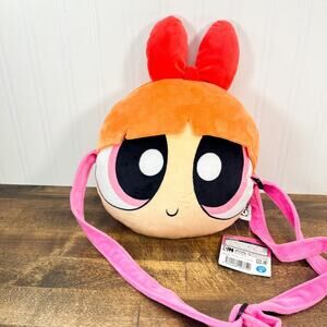 Official Powerpuff Girls Blossom Face Pillow Purse Cuddle Plush Crossbody Bag